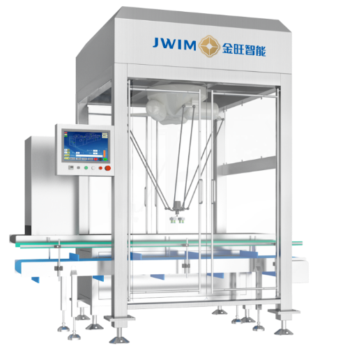 Palletizer Machine capable of handling rated loads up to 3 kilograms with grips suitable for various packaging materials पैलेटिज़र मशीन 3 किलोग्राम तक के रेटेड लोड को संभालने में सक्षम है